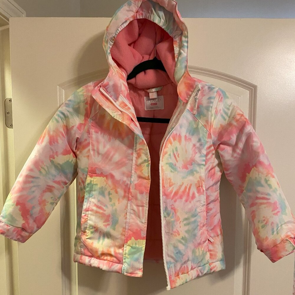 The Children's Place Girls Pink Tie-dye 3 in 1 Puffer Jacket Size 6/7